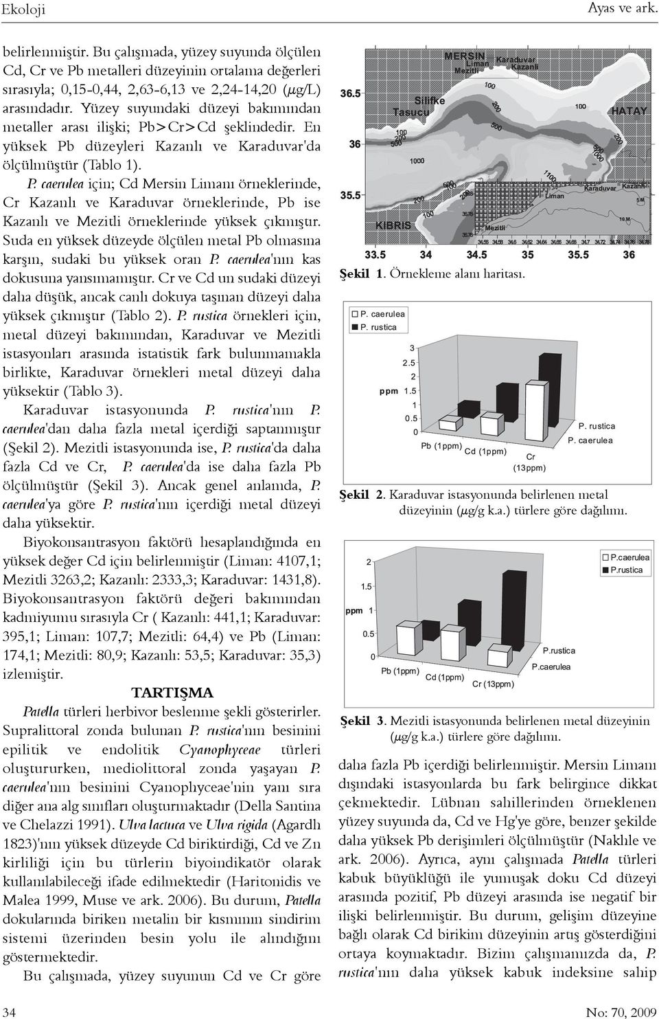 Suda en yüksek düzeyde ölçülen metal Pb olmasýna karþýn, sudaki bu yüksek oran P. caerulea'nýn kas dokusuna yansýmamýþtýr.