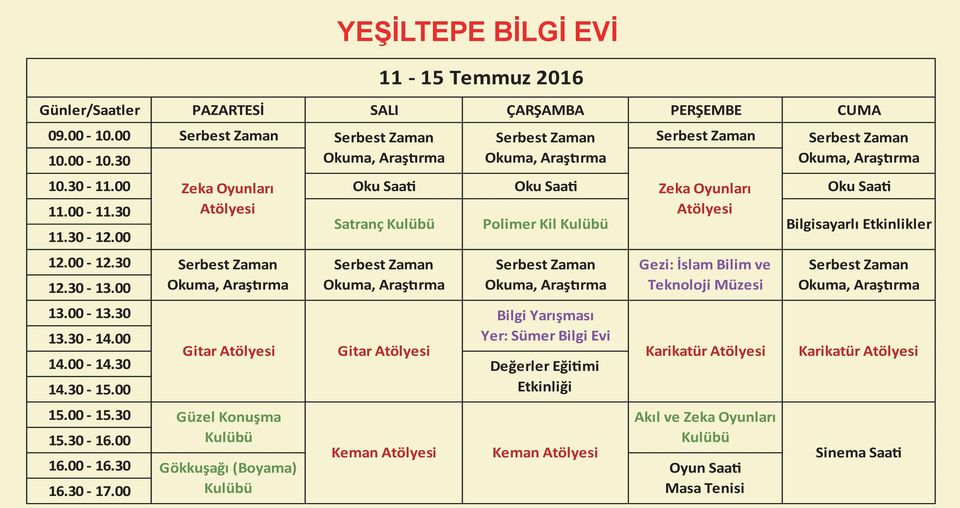 Yarışması Yer: Sümer Bilgi Evi Değerler