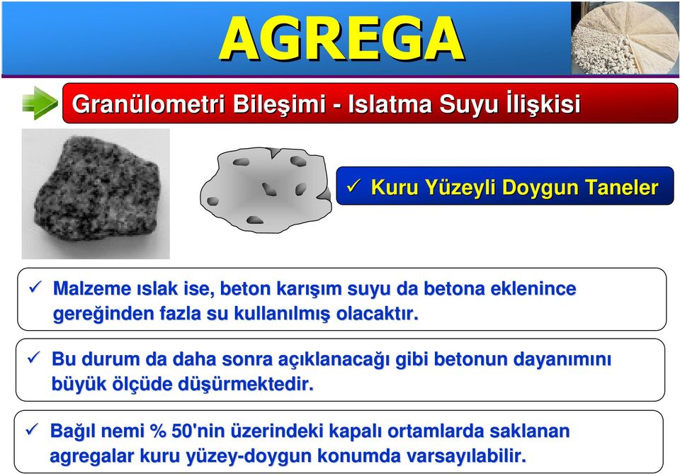 Bu durum da daha sonra açıklanacaa klanacağı gibi betonun dayanımını büyük ölçüde düşürmektedir.