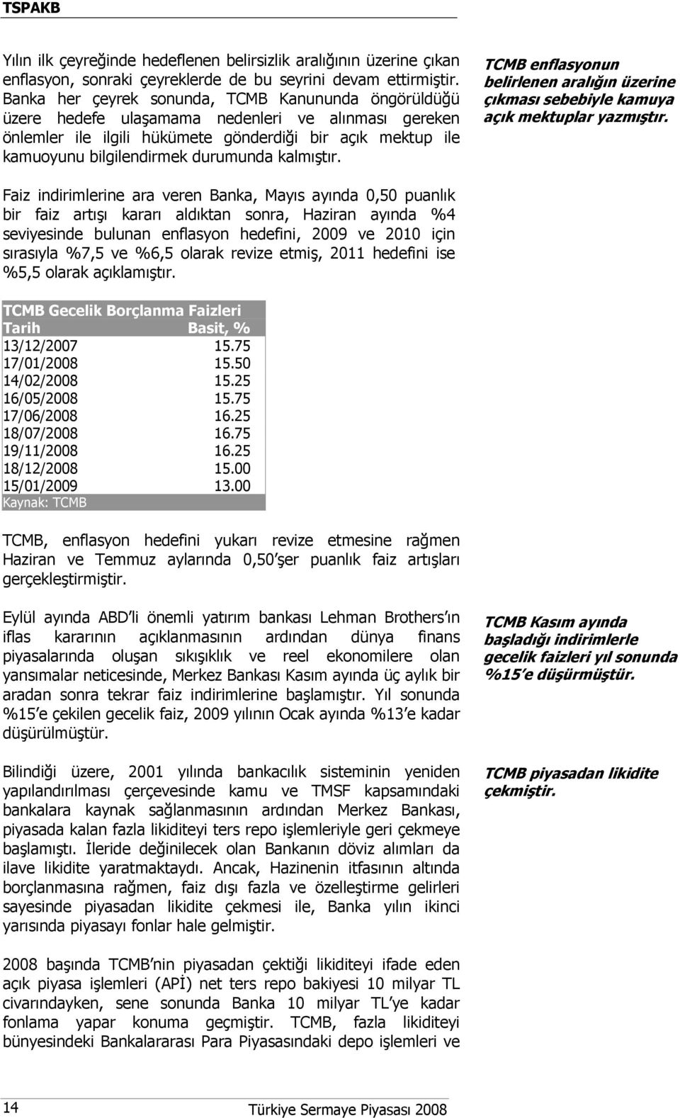 durumunda kalmıştır. TCMB enflasyonun belirlenen aralığın üzerine çıkması sebebiyle kamuya açık mektuplar yazmıştır.