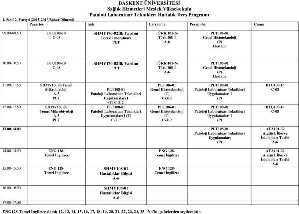 00-11.50 SHMY150-02Temel Mikrobiyoloji PLT 12.00-12.