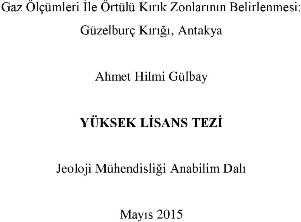 Ahmet Hilmi Gülbay YÜKSEK LİSANS TEZİ