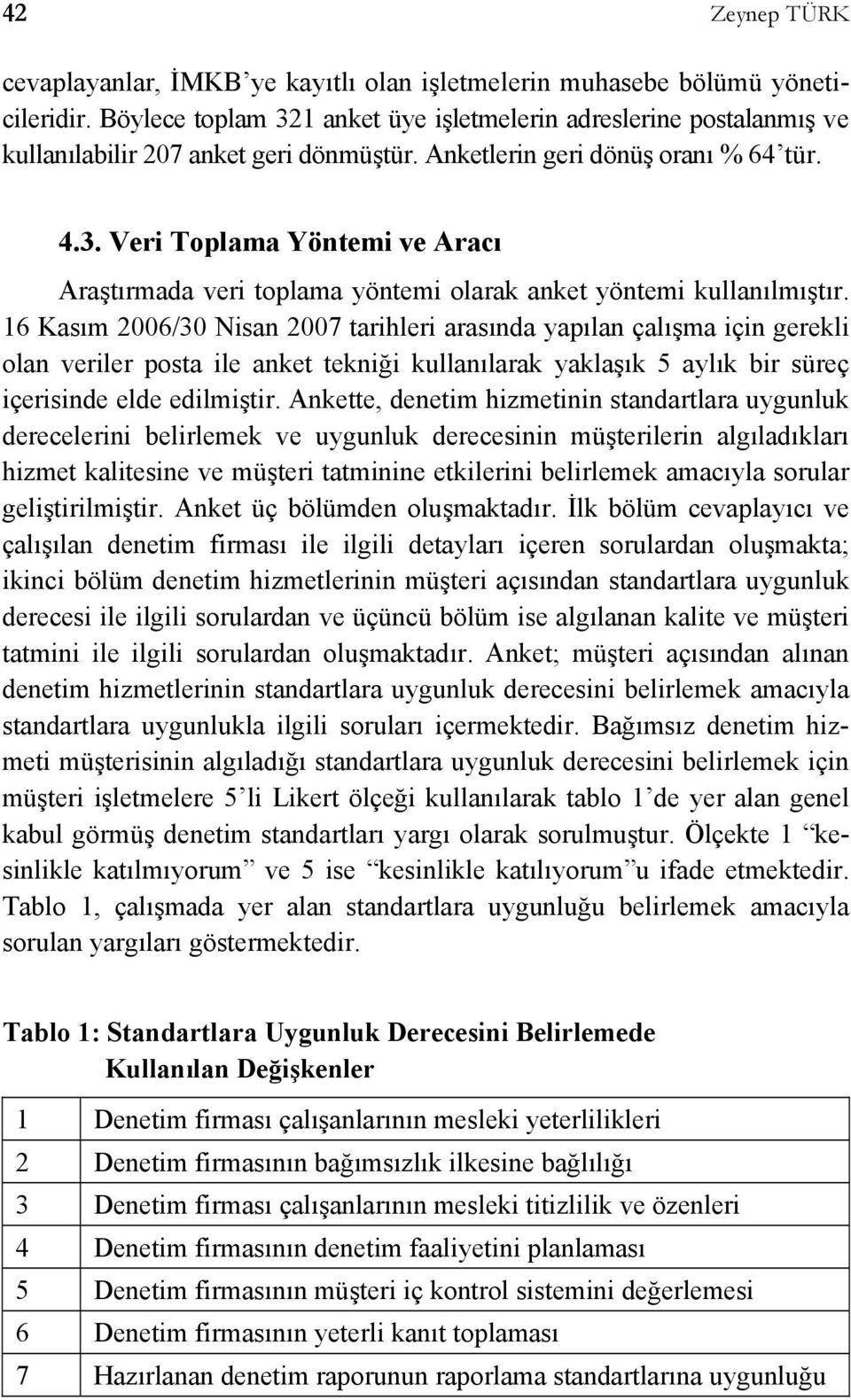 16 Kasım 2006/30 Nisan 2007 tarihleri arasında yapılan çalışma için gerekli olan veriler posta ile anket tekniği kullanılarak yaklaşık 5 aylık bir süreç içerisinde elde edilmiştir.