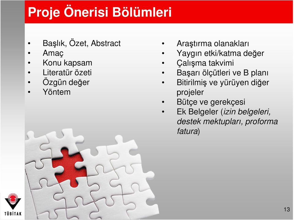 takvimi Başarı ölçütleri ve B planı Bitirilmiş ve yürüyen diğer projeler