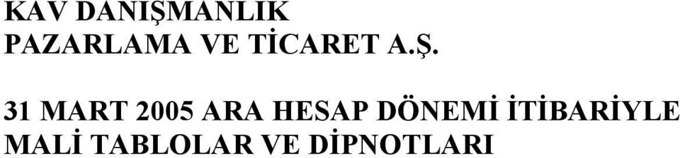 31 MART 2005 ARA HESAP