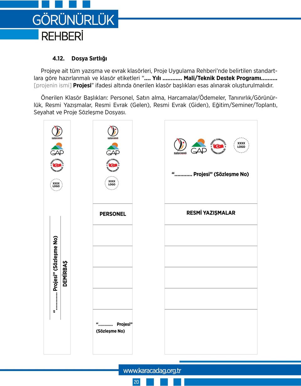 [projenin ismi] Projesi ifadesi altında önerilen klasör başlıkları esas alınarak oluşturulmalıdır.