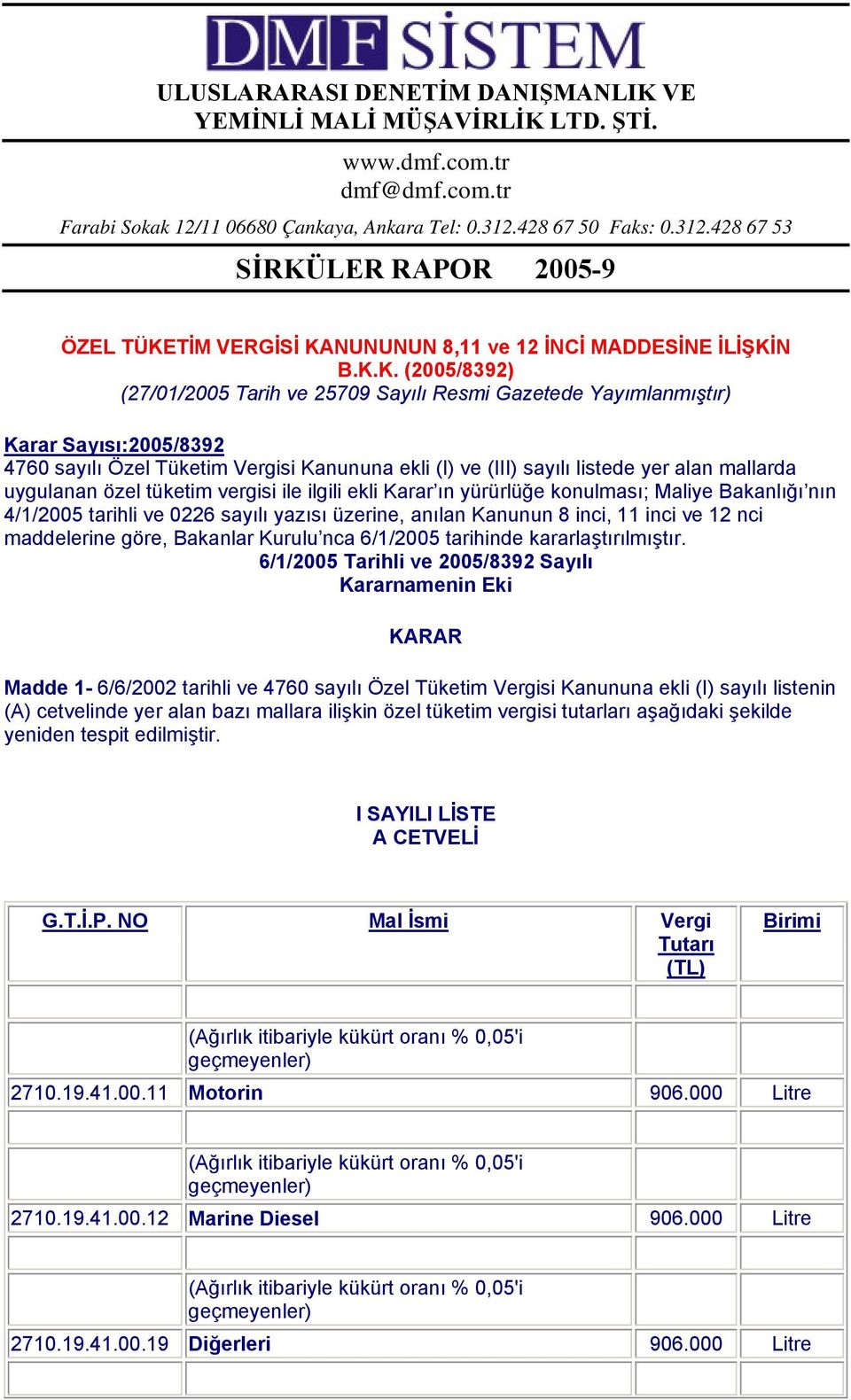 LER RAPOR 2005-9 ÖZEL TÜKE