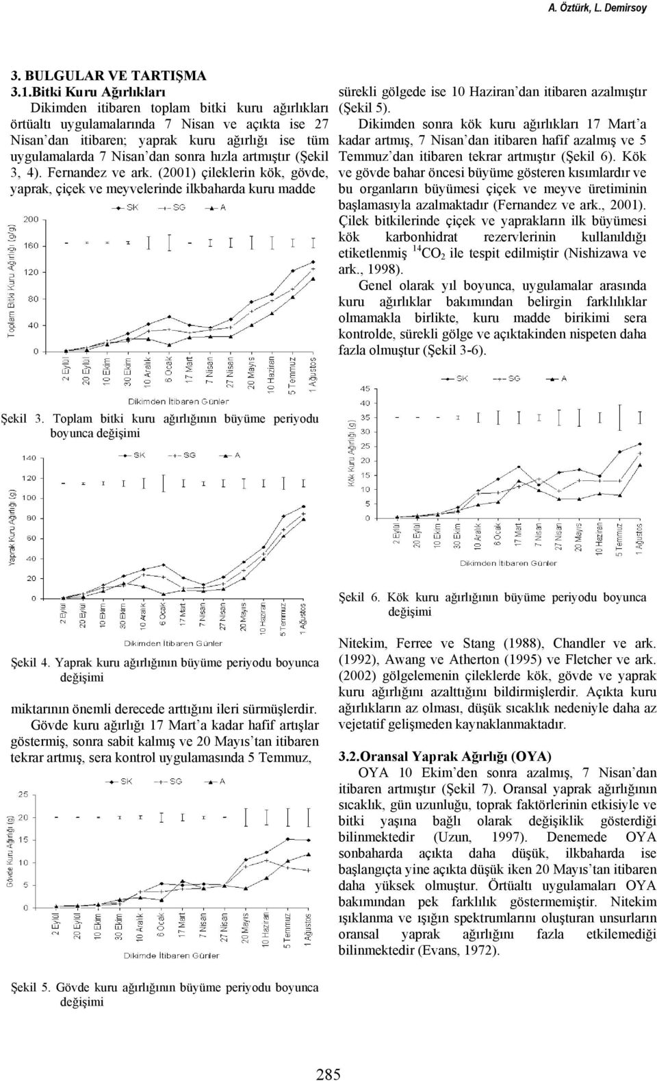 sonra hızla artmıştır (Şekil 3, 4). Fernandez ve ark.