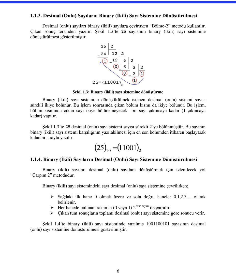 3: Binary (ikili) sayı sistemine dönüştürme Binary (ikili) sayı sistemine dönüştürülmek istenen desimal (onlu) sistemi sayısı sürekli ikiye bölünür.