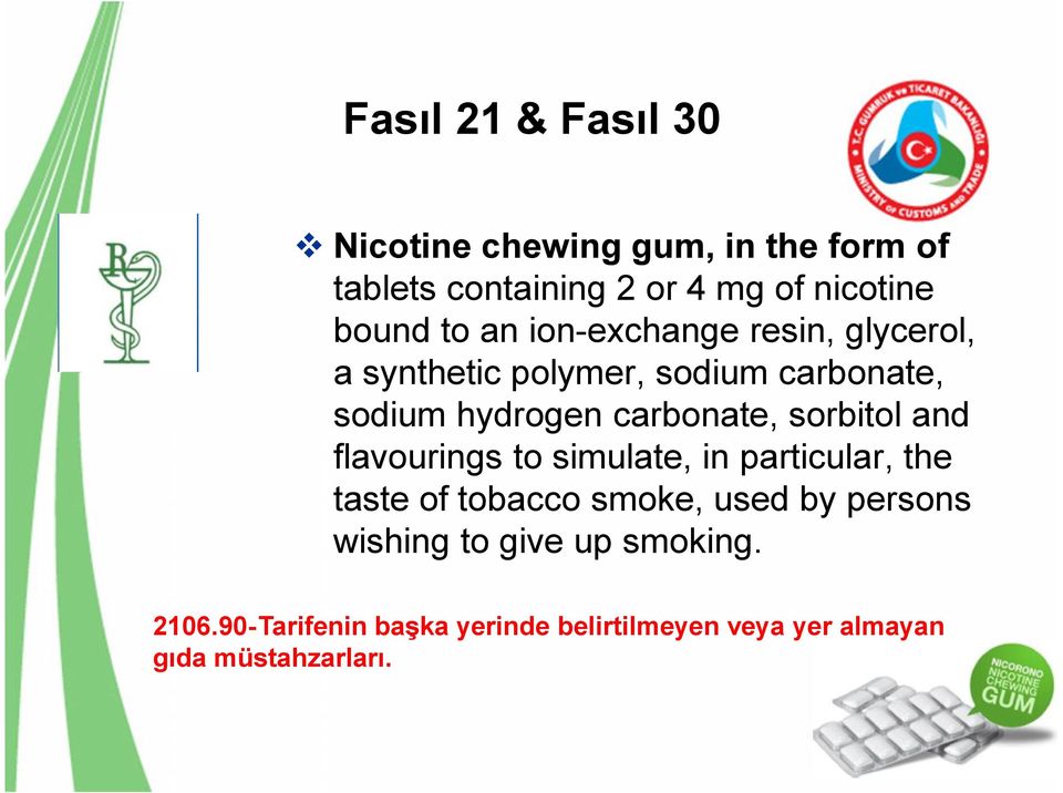 sorbitol and flavourings to simulate, in particular, the taste of tobacco smoke, used by persons