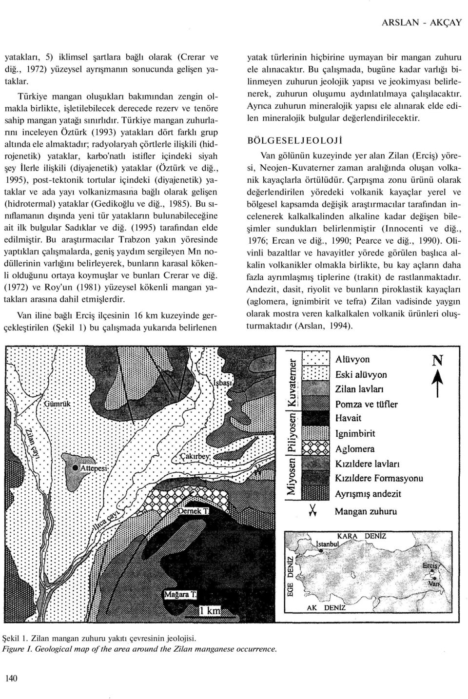Türkiye mangan zuhurlarını inceleyen Öztürk (1993) yatakları dört farklı grup altında ele almaktadır; radyolaryah çörtlerle ilişkili (hidrojenetik) yataklar, karbo'natlı istifler içindeki siyah şey