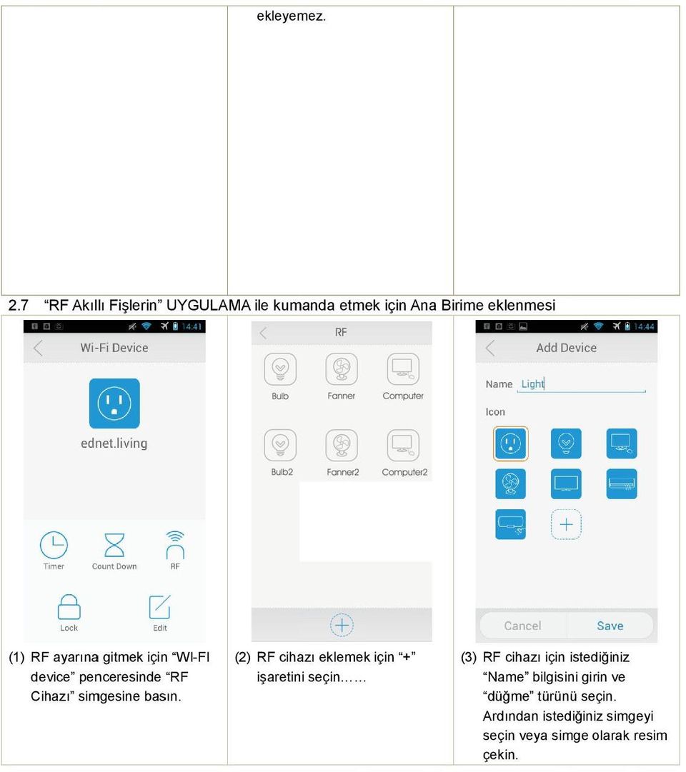 ayarınaa gitmek için WI-FI device penceresinde RF Cihazı simgesine basın.