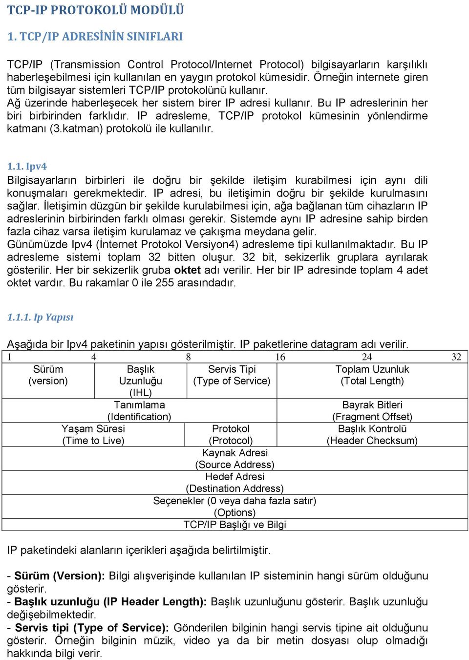 IP adresleme, TCP/IP protokol kümesinin yönlendirme katmanı (3.katman) protokolü ile kullanılır. 1.