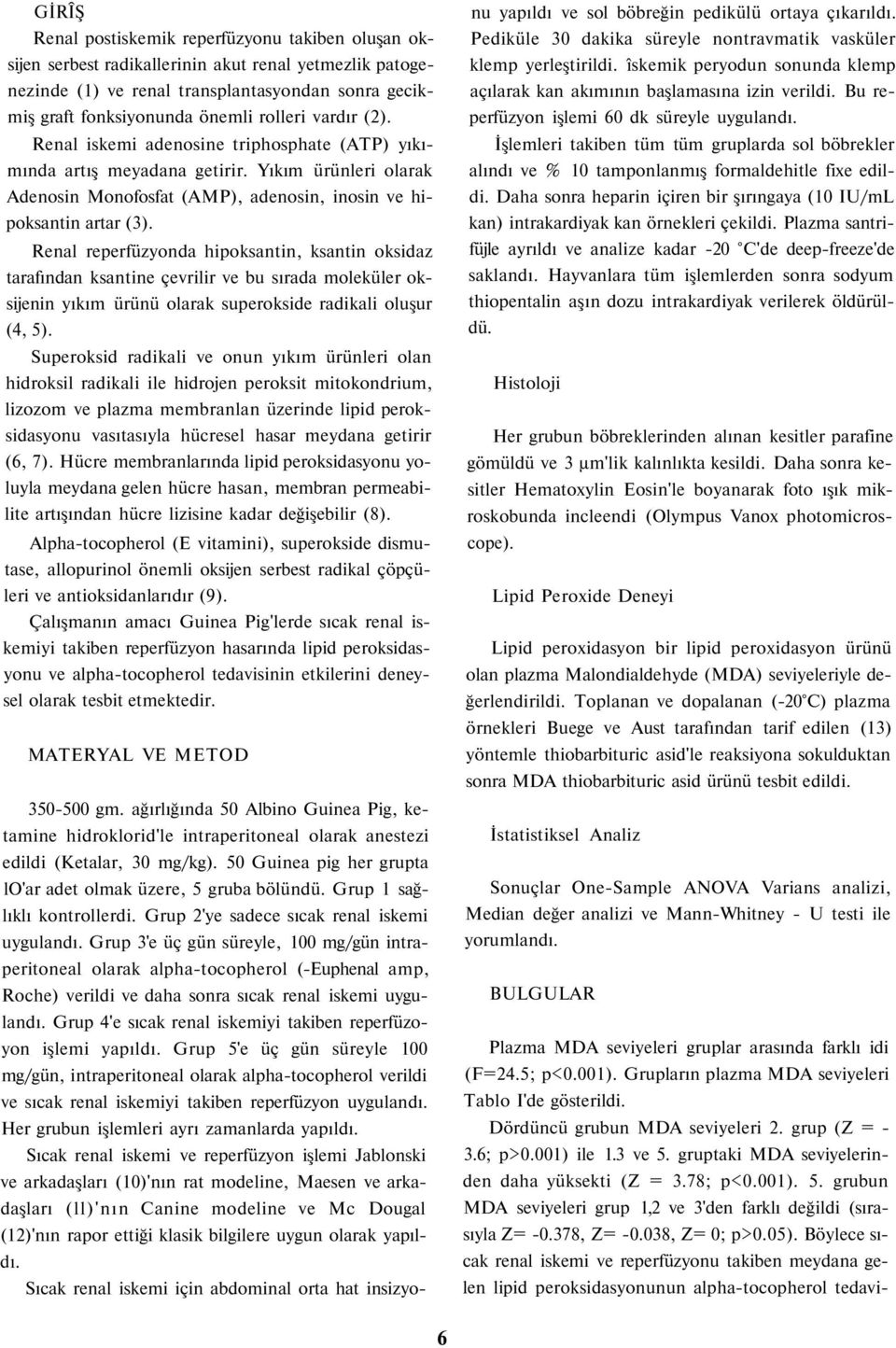 Renal reperfüzyonda hipoksantin, ksantin oksidaz tarafından ksantine çevrilir ve bu sırada moleküler oksijenin yıkım ürünü olarak superokside radikali oluşur (4, 5).