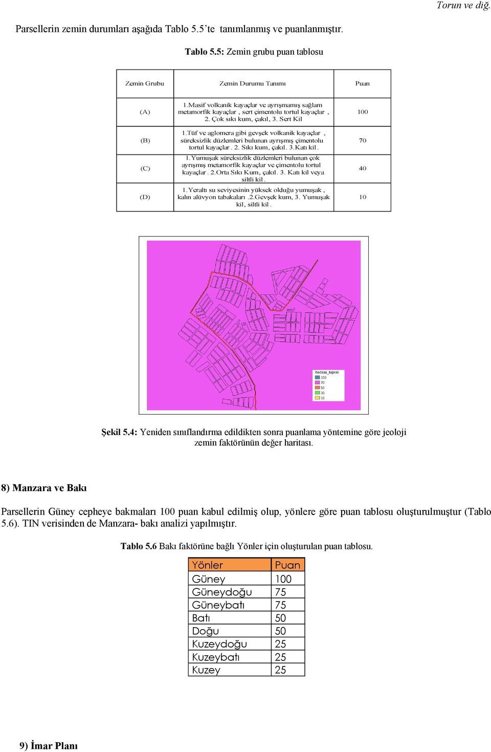 Tüf ve aglomera gibi gevşek volkanik kayaçlar, süreksizlik düzlemleri bulunan ayrışmış çimentolu tortul kayaçlar. 2. Sıkı kum, çakıl. 3.Katı kil. 1.