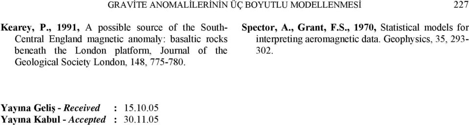 London platform, Journal of the Geological So