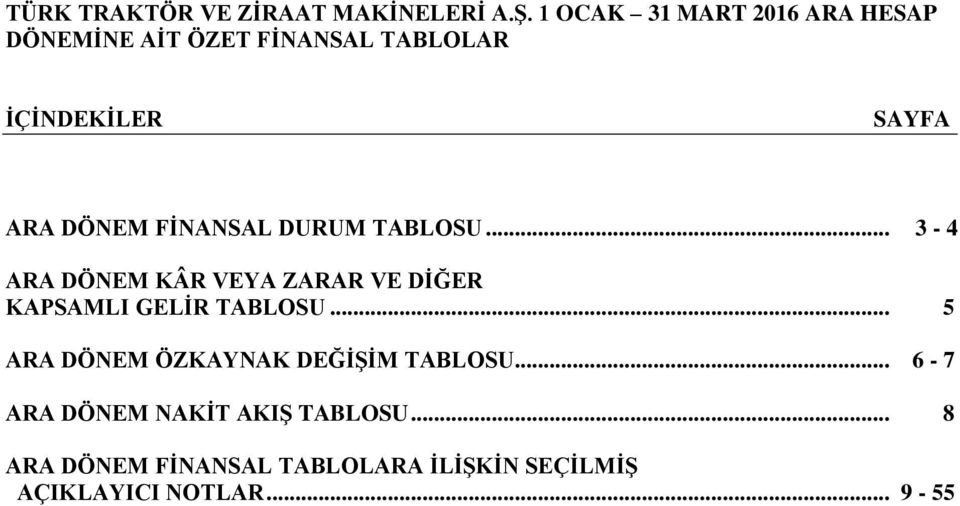 .. 3-4 ARA DÖNEM KÂR VEYA ZARAR VE DİĞER KAPSAMLI GELİR TABLOSU.