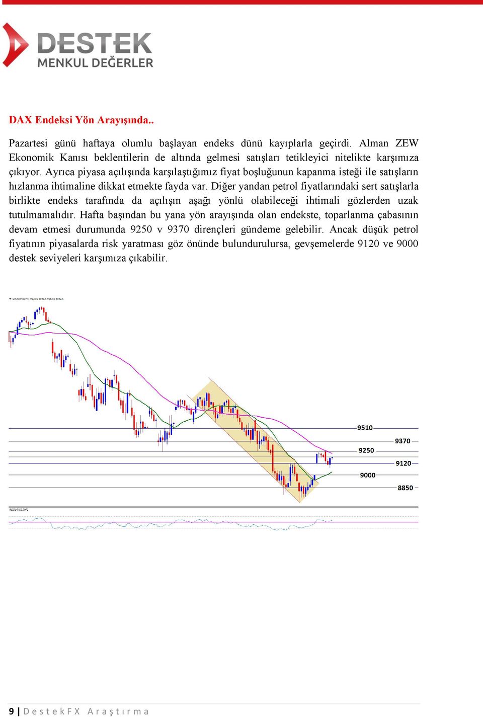 Ayrıca piyasa açılışında karşılaştığımız fiyat boşluğunun kapanma isteği ile satışların hızlanma ihtimaline dikkat etmekte fayda var.