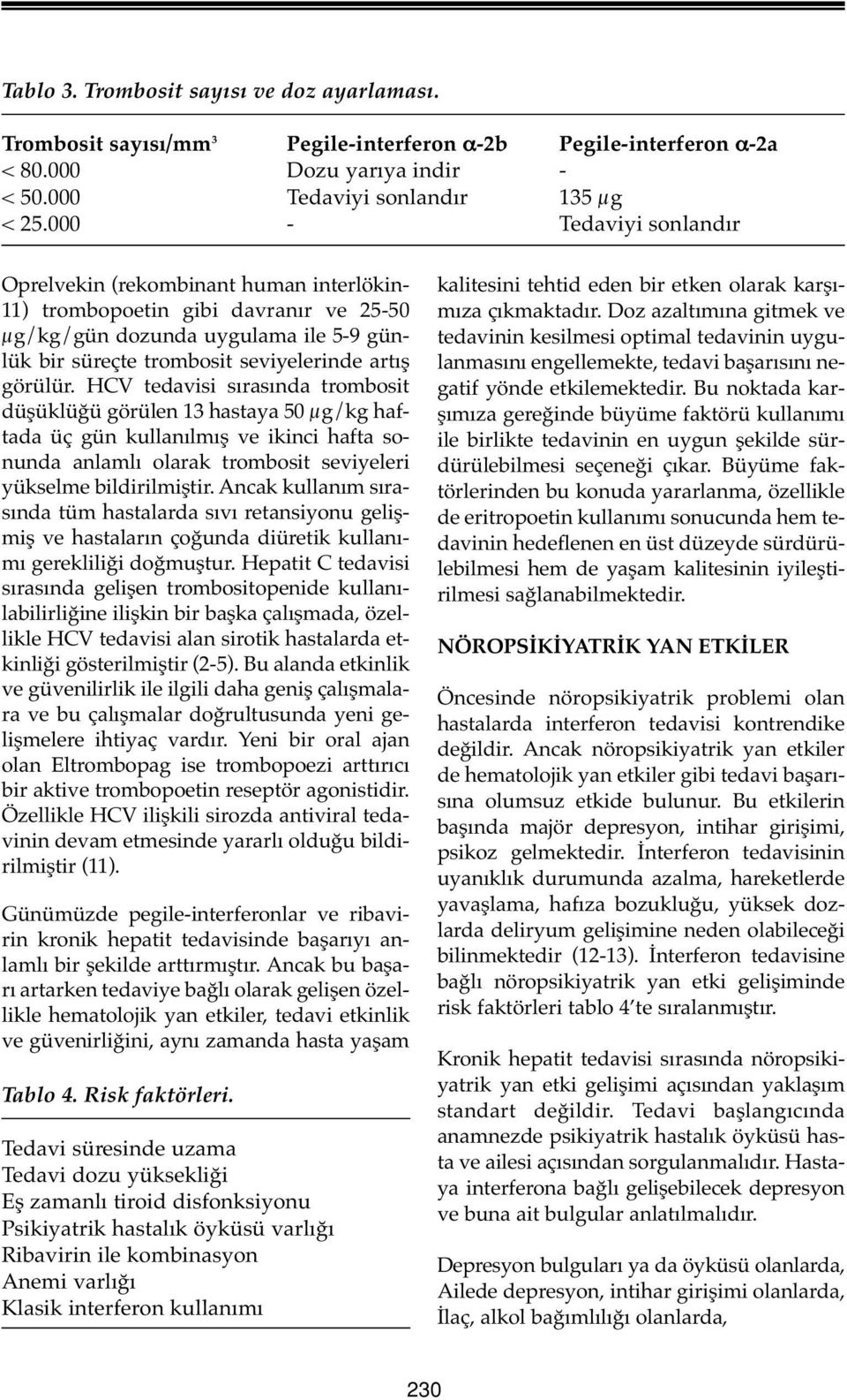 HCV tedavisi sırasında trombosit düşüklüğü görülen 13 hastaya 50 µg/kg haftada üç gün kullanılmış ve ikinci hafta sonunda anlamlı olarak trombosit seviyeleri yükselme bildirilmiştir.