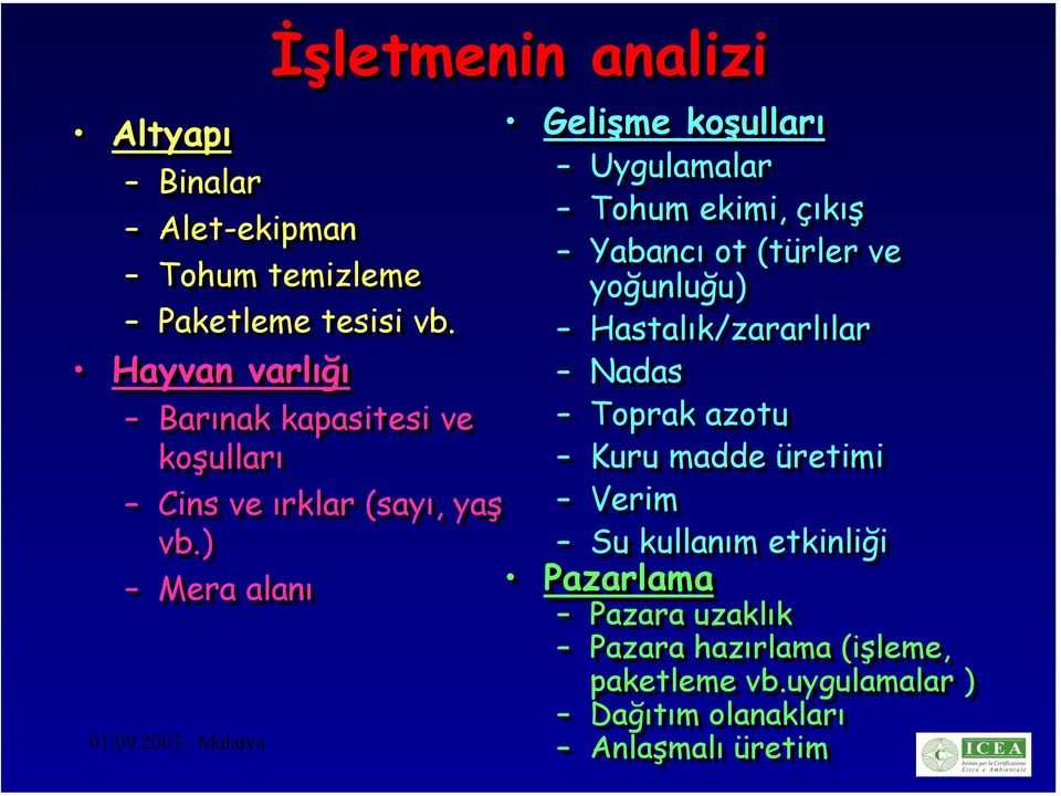 Hastalık/zararlılar Hayvan varlığı Nadas Barınak kapasitesi ve Toprak azotu koşulları Kuru madde üretimi Cins ve