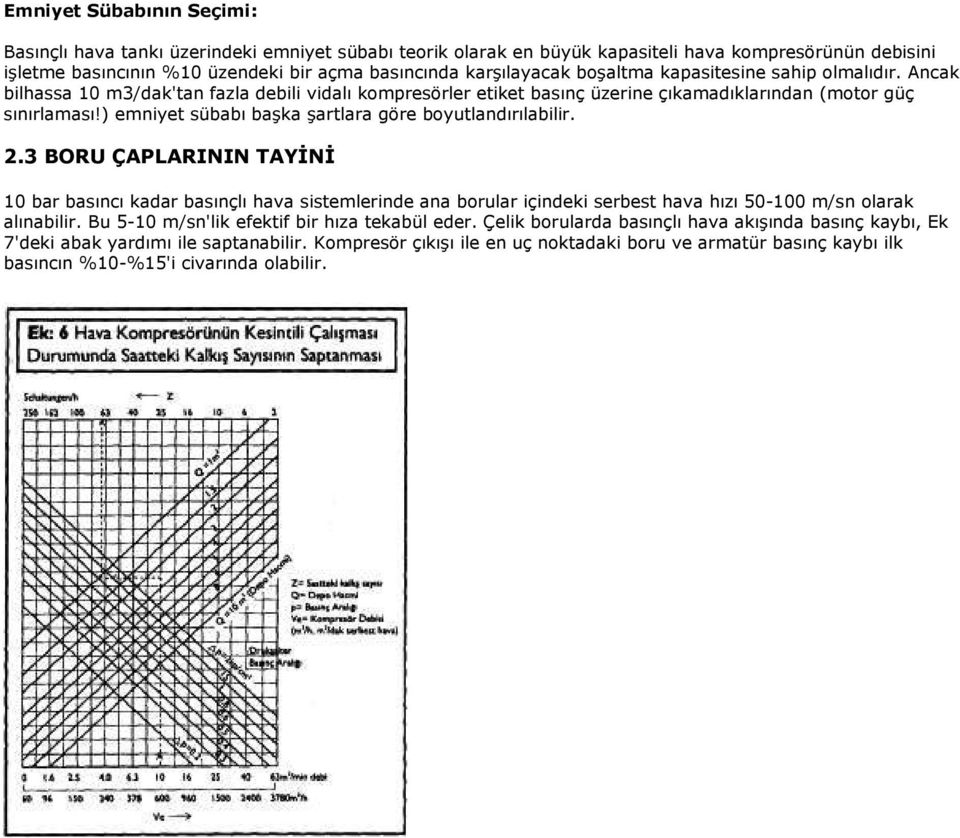 ) emniyet sübabı başka şartlara göre boyutlandırılabilir. 2.