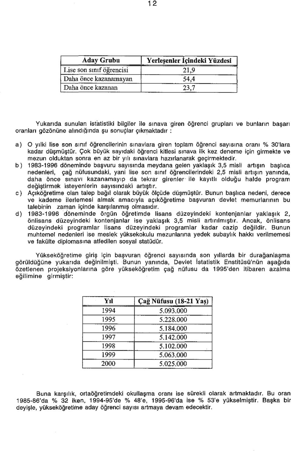 ylkmaktadlr : a) 0 Yllki lise son simi ogrencilerinin slnavlara giren toplam ogrenci saylslna oranl % 30'lara kadar d09m09tor.