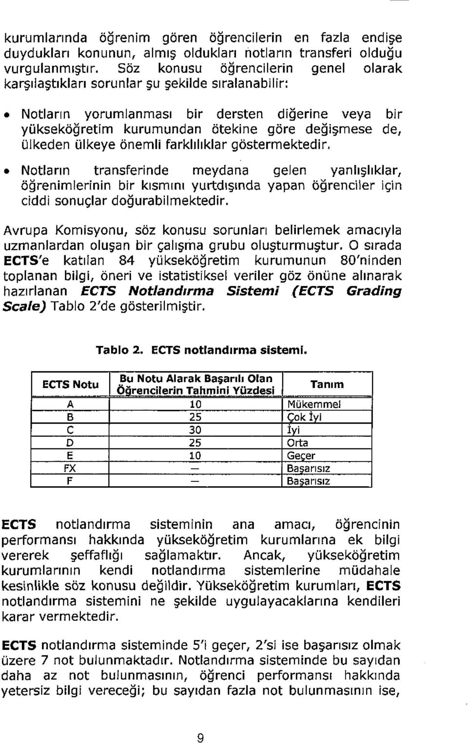 de, Olkeden Olkeye onemli farkhhklar gostermektedir. Notlann transferinde meydana gelen yanh llklar, ogrenimlerinin bir klsmml yurtdl mda yapan ogrenciler i<;in ciddi sonu<;lar dogurabilmektedir.