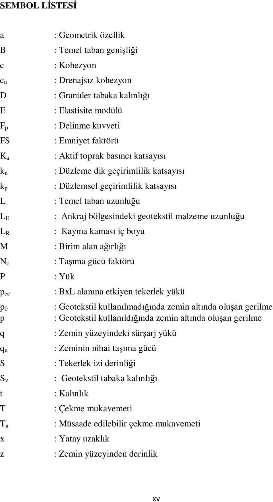 Ankraj bölgesindeki geotekstil malzeme uzunluğu : Kayma kaması iç boyu : Birim alan ağırlığı : Taşıma gücü faktörü : Yük : BxL alanına etkiyen tekerlek yükü : Geotekstil kullanılmadığında zemin