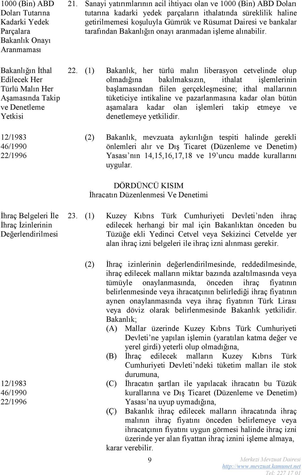 tarafından Bakanlığın onayı aranmadan işleme alınabilir. 22.