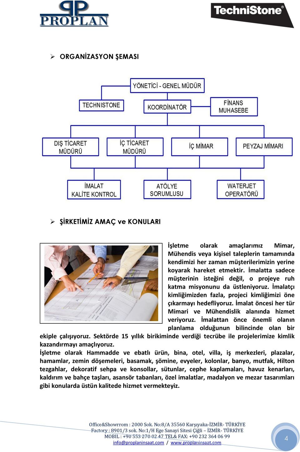 İmalat öncesi her tür Mimari ve Mühendislik alanında hizmet veriyoruz. İmalattan önce önemli olanın planlama olduğunun bilincinde olan bir ekiple çalışıyoruz.