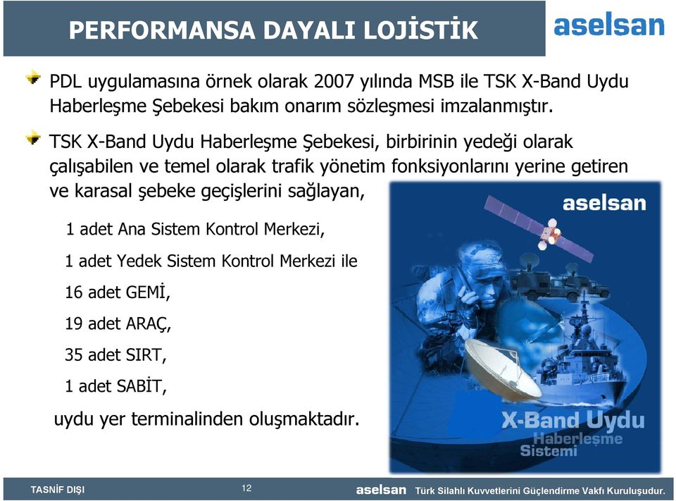 TSK X-Band Uydu Haberleşme Şebekesi, birbirinin yedeği olarak çalışabilen ve temel olarak trafik yönetim fonksiyonlarını