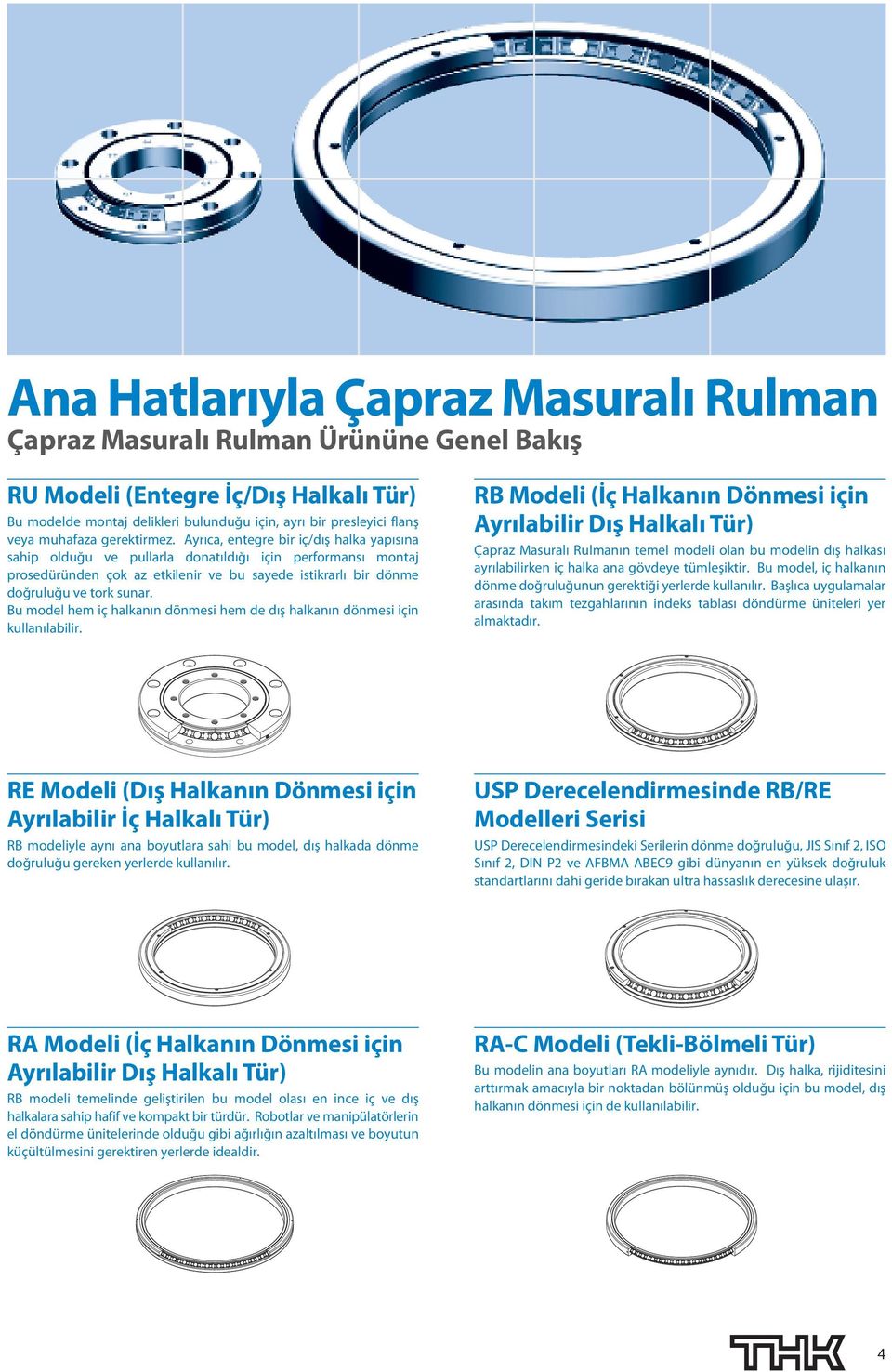 Bu model hem iç halkanın dönmesi hem de dış halkanın dönmesi için kullanılabili.