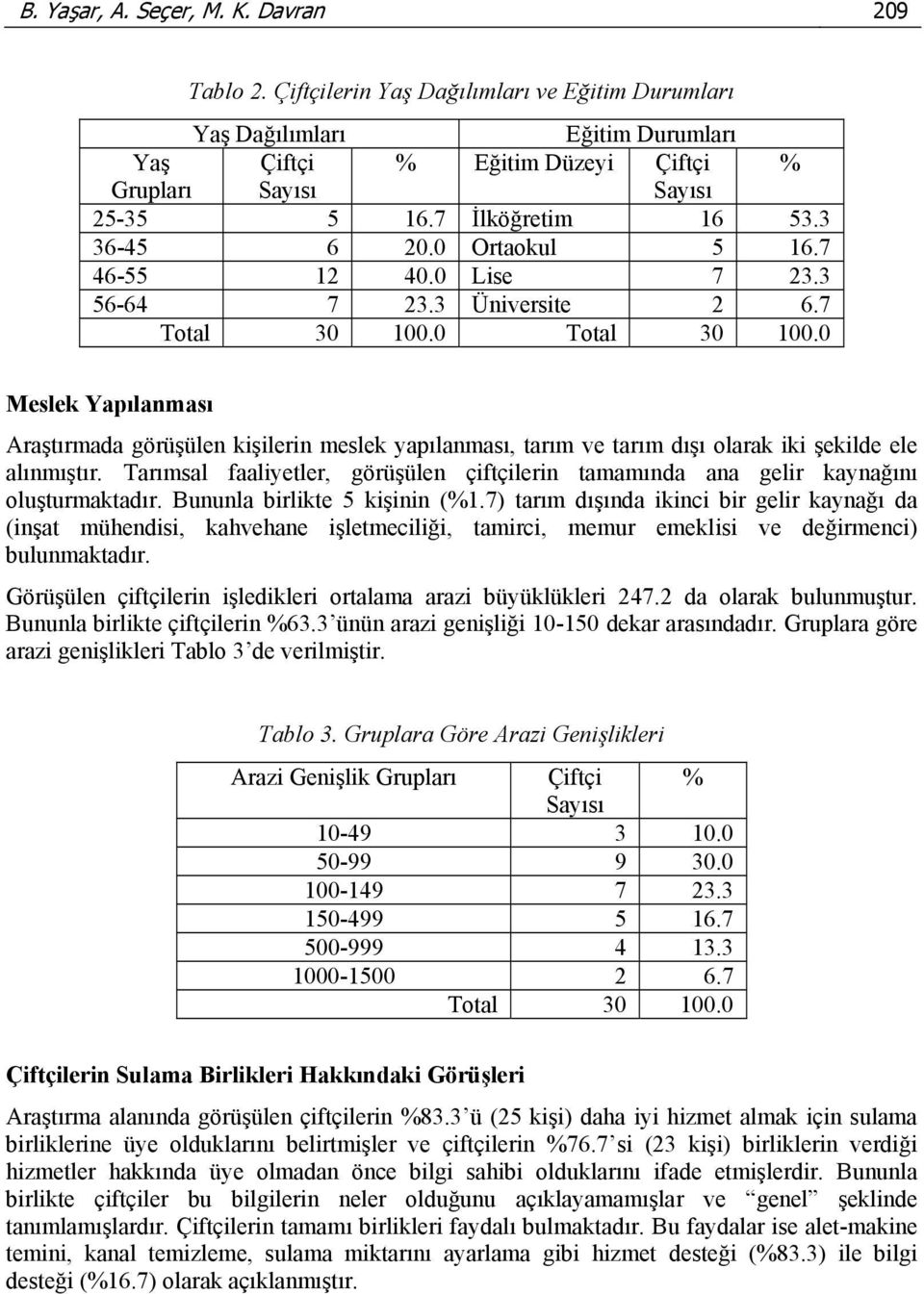 0 Meslek Yapılanması Araştırmada görüşülen kişilerin meslek yapılanması, tarım ve tarım dışı olarak iki şekilde ele alınmıştır.