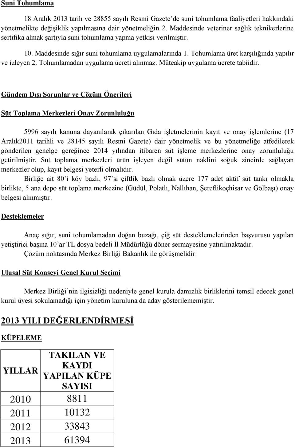 Tohumlama üret karşılığında yapılır ve izleyen 2. Tohumlamadan uygulama ücreti alınmaz. Müteakip uygulama ücrete tabiidir.