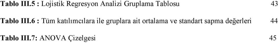 Tablosu 43 6 : Tüm katılımcılara ile gruplara