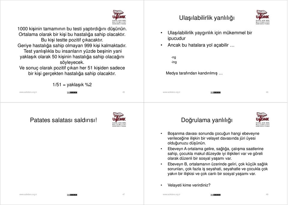 Ve sonuç olarak pozitif çıkan her 51 kişiden sadece bir kişi gerçekten hastalığa sahip olacaktır.