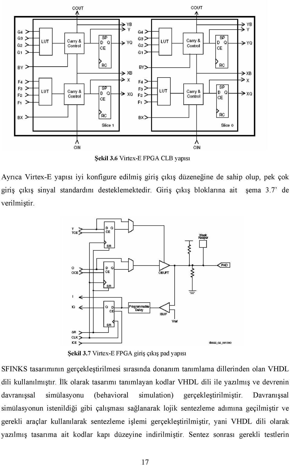 7 Virtex-E FPGA giriş çıkış pad yapısı SFINKS tasarımının gerçekleştirilmesi sırasında donanım tanımlama dillerinden olan VHDL dili kullanılmıştır.