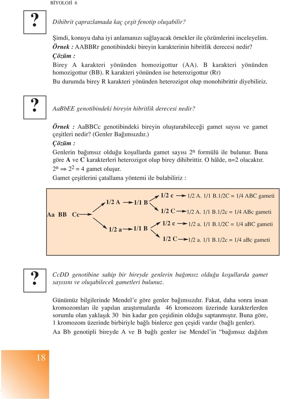 R karakteri yönünden ise heterozigottur (Rr) Bu durumda birey R karakteri yönünden heterozigot olup monohibrittir diyebiliriz. AaBbEE genotibindeki bireyin hibritlik derecesi nedir?