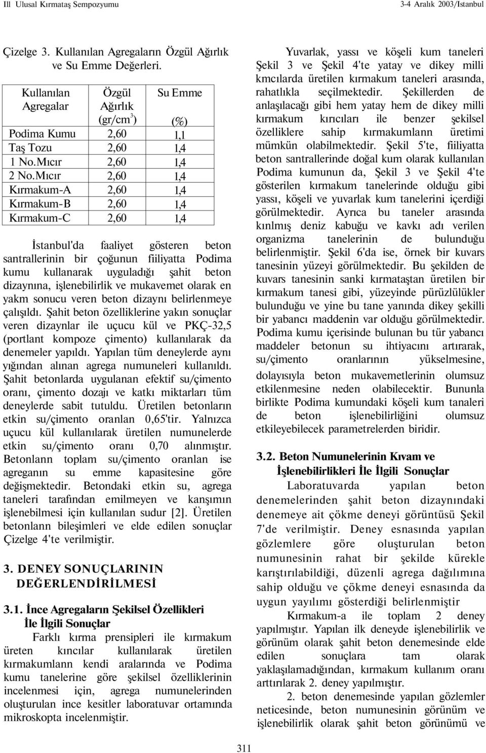 kullanarak uyguladığı şahit beton dizaynına, işlenebilirlik ve mukavemet olarak en yakm sonucu veren beton dizaynı belirlenmeye çalışıldı.