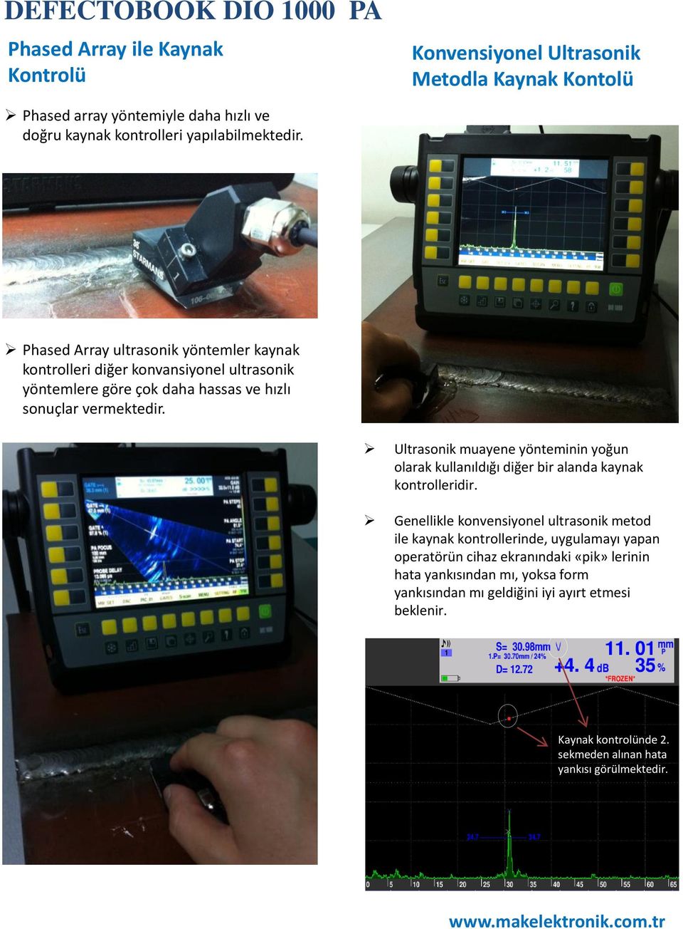 Ultrasonik muayene yönteminin yoğun olarak kullanıldığı diğer bir alanda kaynak kontrolleridir.