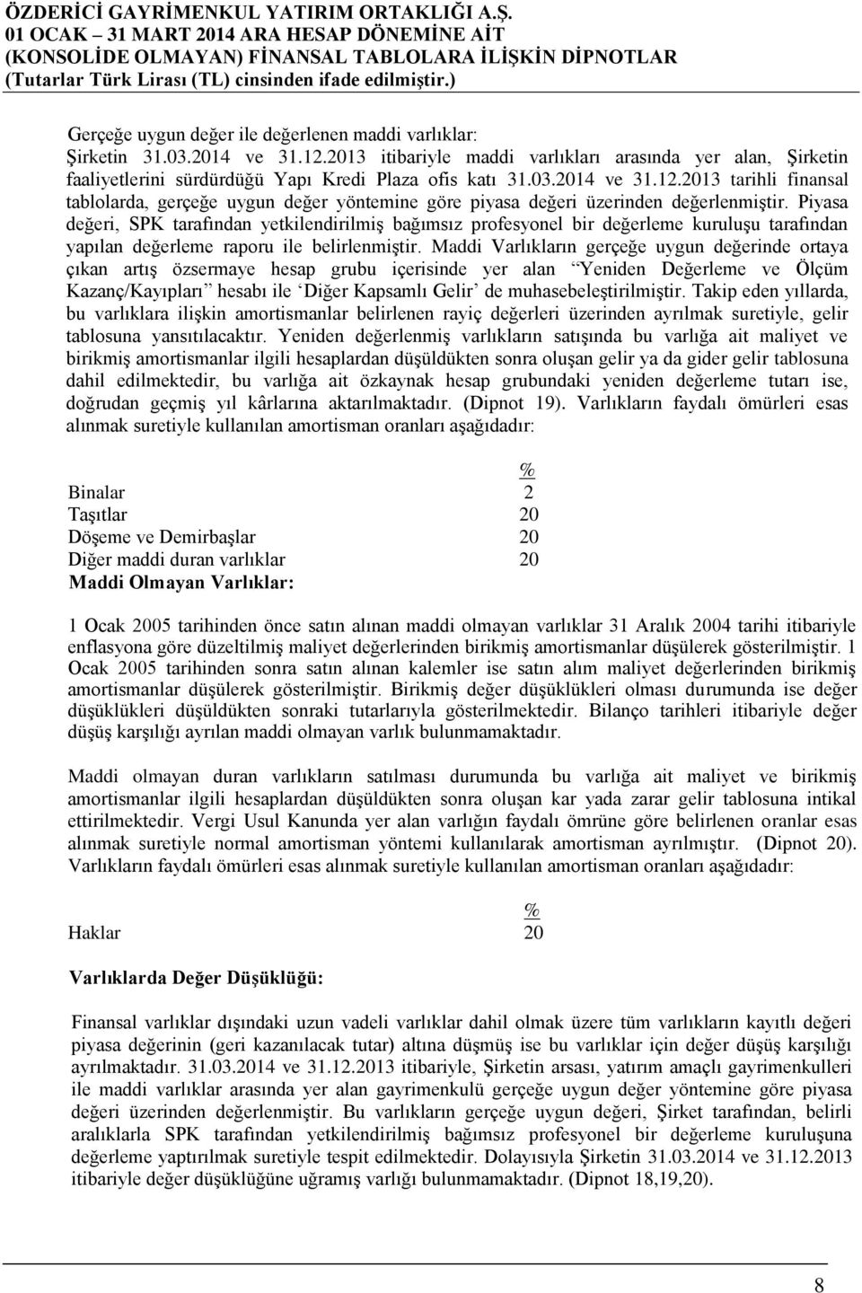 Piyasa değeri, SPK tarafından yetkilendirilmiş bağımsız profesyonel bir değerleme kuruluşu tarafından yapılan değerleme raporu ile belirlenmiştir.