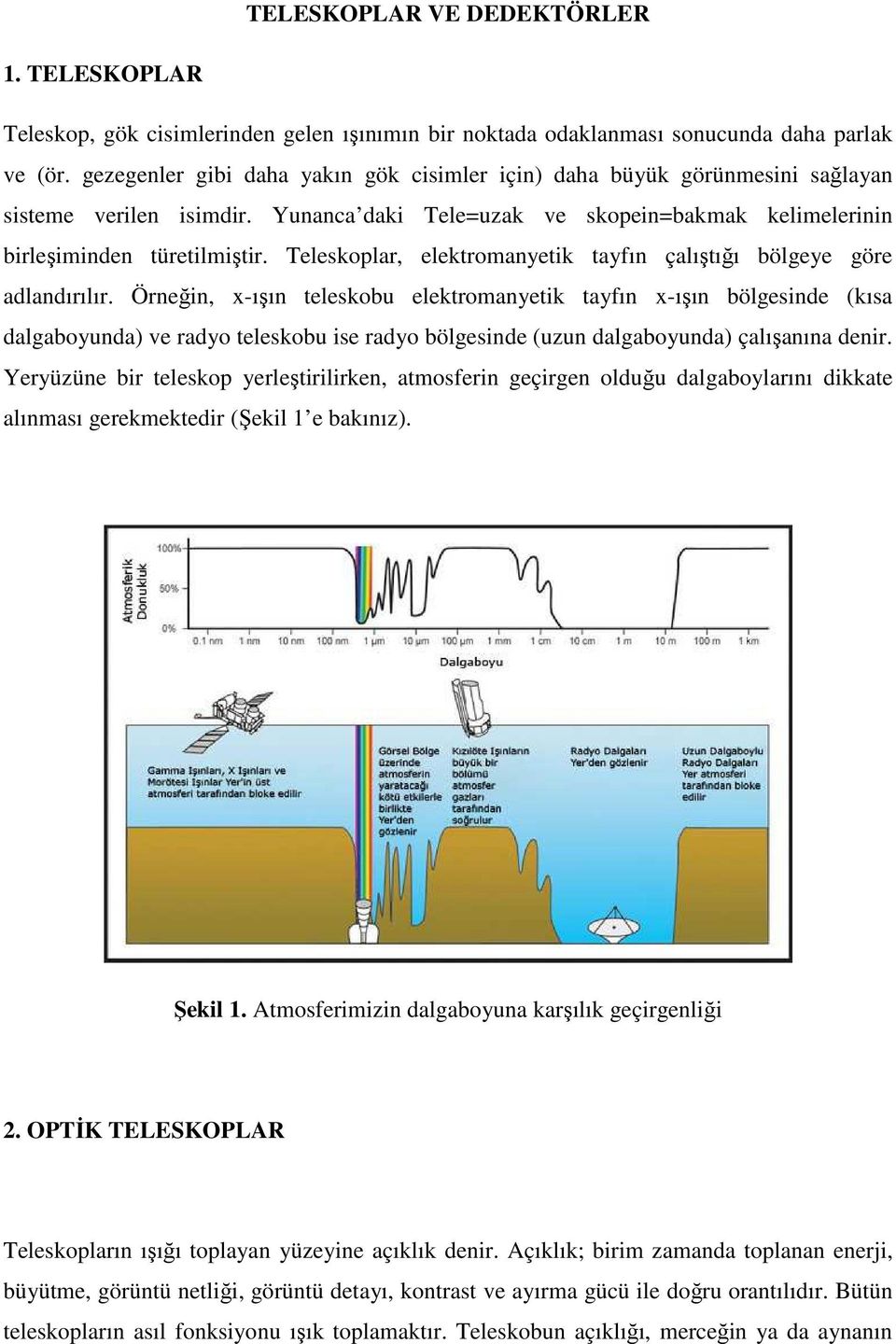 Teleskoplar, elektromanyetik tayfın çalıştığı bölgeye göre adlandırılır.