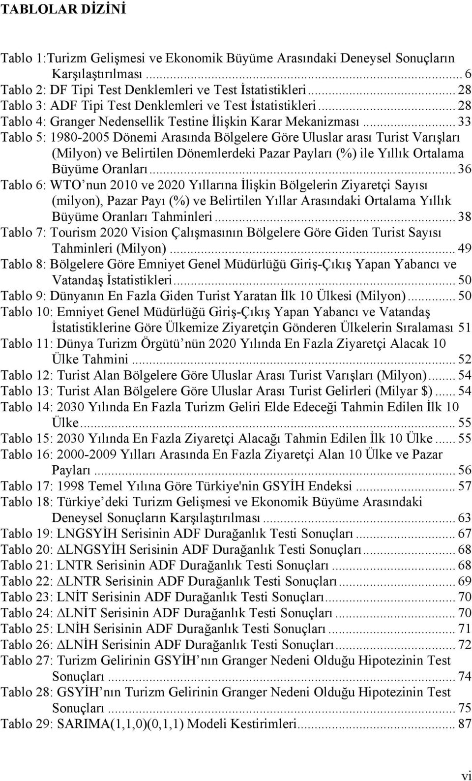 .. 33 Tablo 5: 1980-005 Dönemi Arasında Bölgelere Göre Uluslar arası Turis Varışları (Milyon) ve Belirilen Dönemlerdeki Pazar Payları (%) ile Yıllık Oralama Büyüme Oranları.