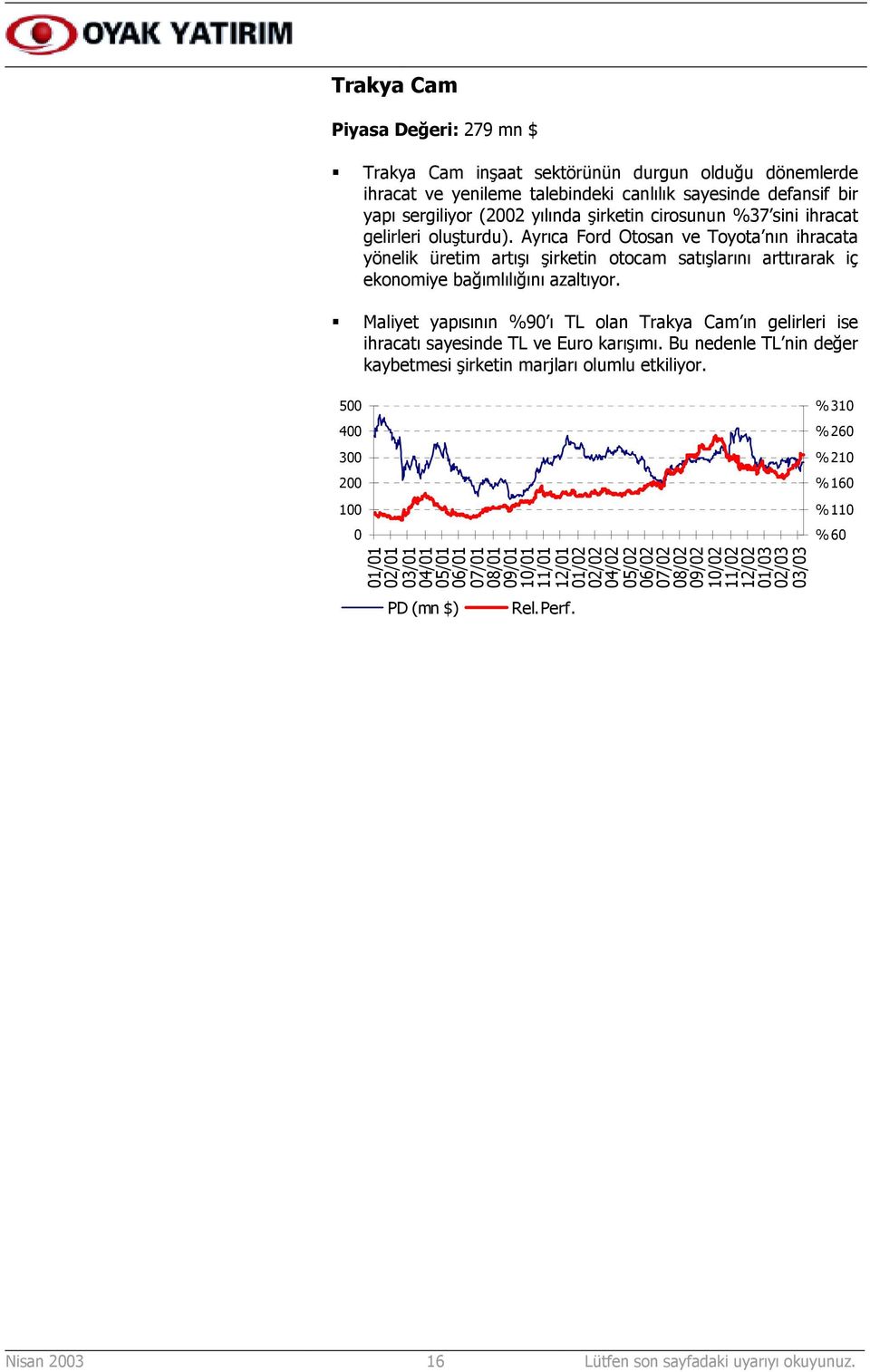 Maliyet yapõsõnõn %90 õ TL olan Trakya Cam õn gelirleri ise ihracatõ sayesinde TL ve Euro karõşõmõ. Bu nedenle TL nin değer kaybetmesi şirketin marjlarõ olumlu etkiliyor.