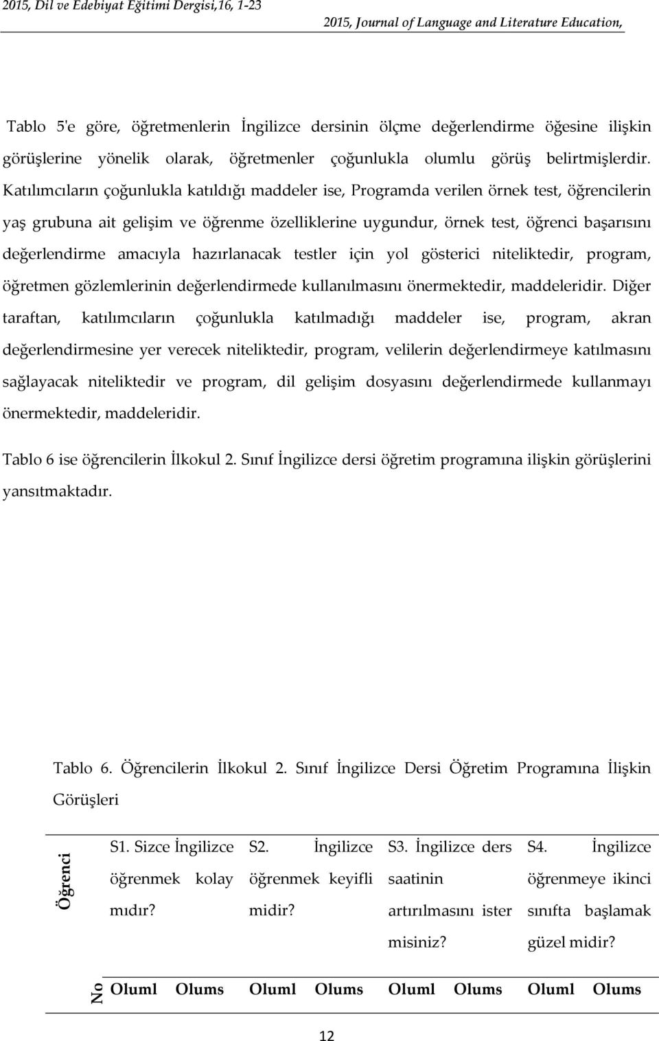 amacıyla hazırlanacak testler için yol gösterici niteliktedir, program, öğretmen gözlemlerinin değerlendirmede kullanılmasını önermektedir, maddeleridir.