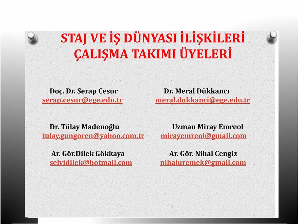 Tülay Madenoğlu tulay.gungoren@yahoo.com.tr Ar. Gör.