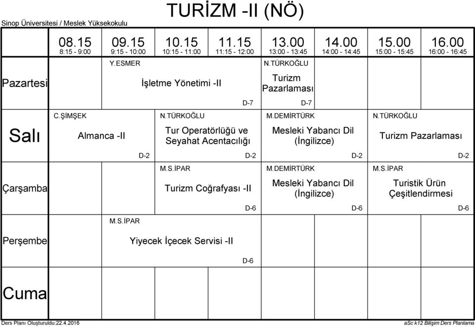 DEMİRTÜRK Mesleki Yabancı Dil (İngilizce) Turizm Pazarlaması M.S.