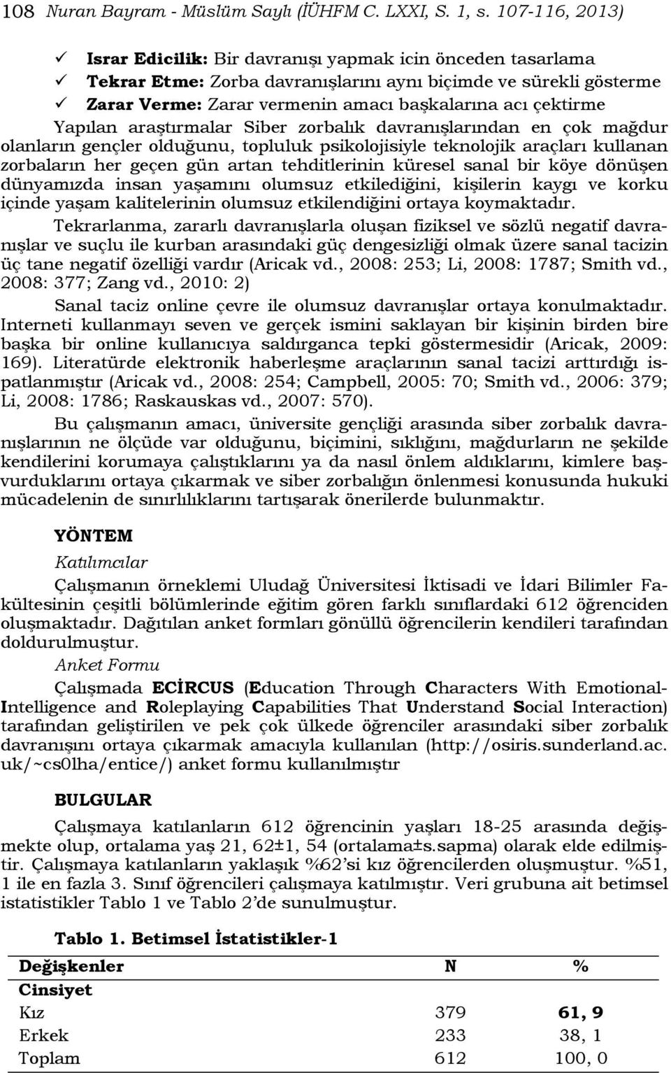 çektirme Yapılan araştırmalar Siber zorbalık davranışlarından en çok mağdur olanların gençler olduğunu, topluluk psikolojisiyle teknolojik araçları kullanan zorbaların her geçen gün artan