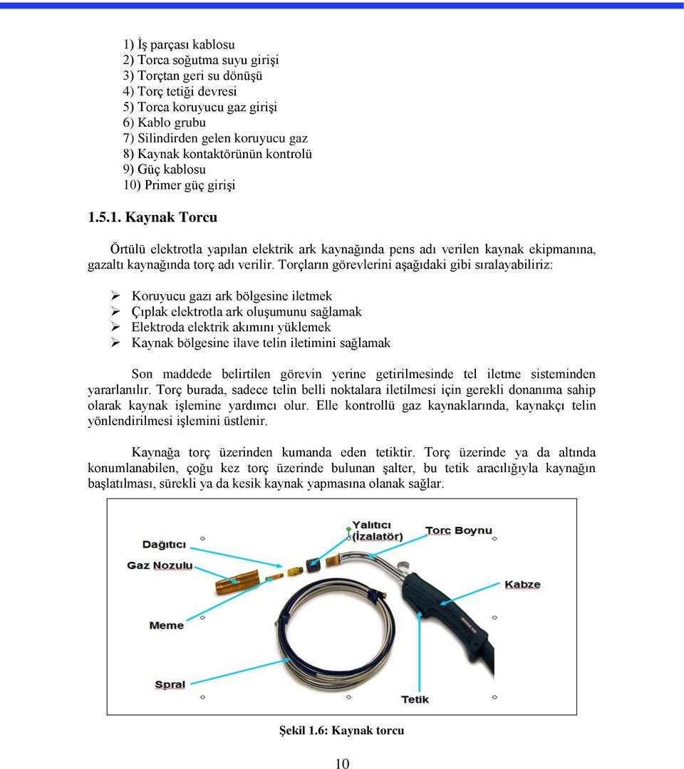 Torçların görevlerini aşağıdaki gibi sıralayabiliriz: Koruyucu gazı ark bölgesine iletmek Çıplak elektrotla ark oluşumunu sağlamak Elektroda elektrik akımını yüklemek Kaynak bölgesine ilave telin