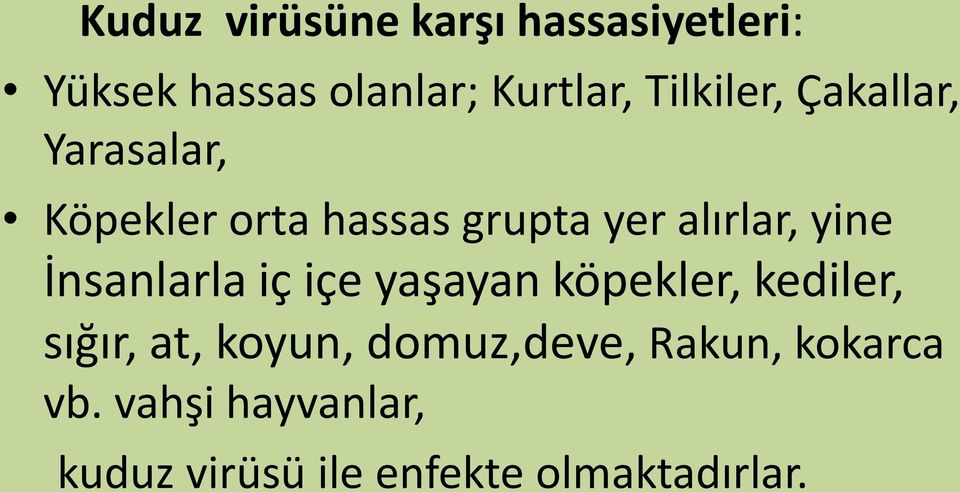 yine İnsanlarla iç içe yaşayan köpekler, kediler, sığır, at, koyun,